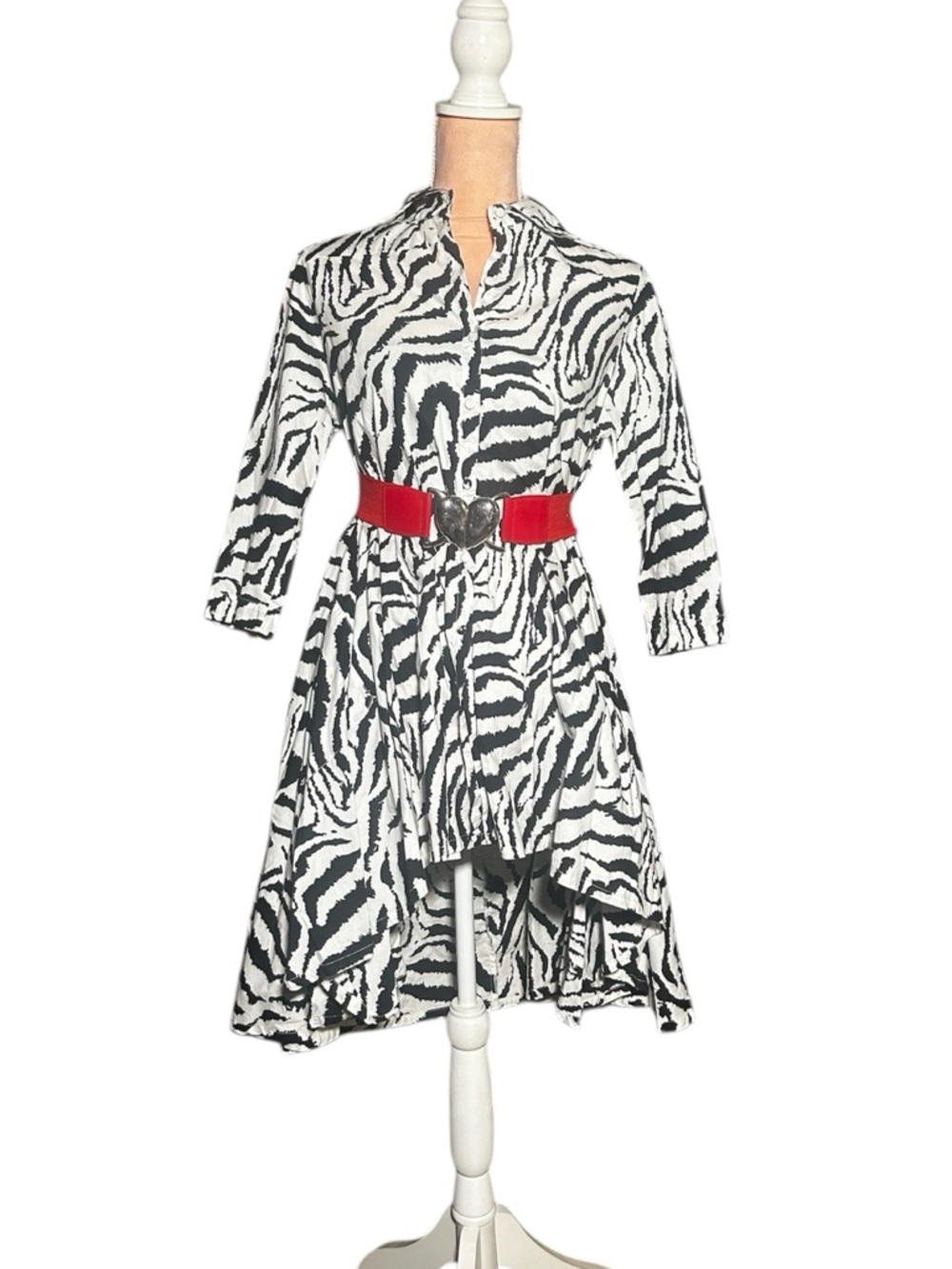 Zebra Print High-low Shirt Dress Small